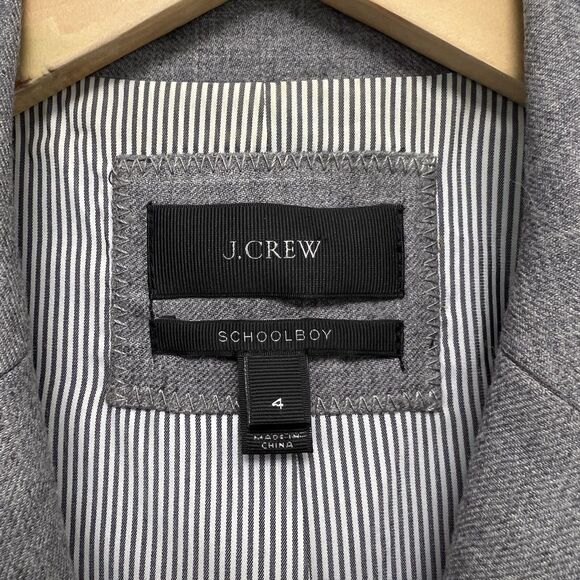 J. Crew Schoolboy Blazer Grey Wool Business Casual Academia Preppy Jacket Size 4 - Picture 10 of 13
